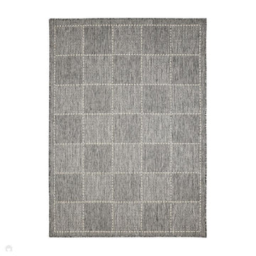 Flatweave Gel Check Steel Grey Rug-Melrose-Rug Love - The Most Loved Rug Store